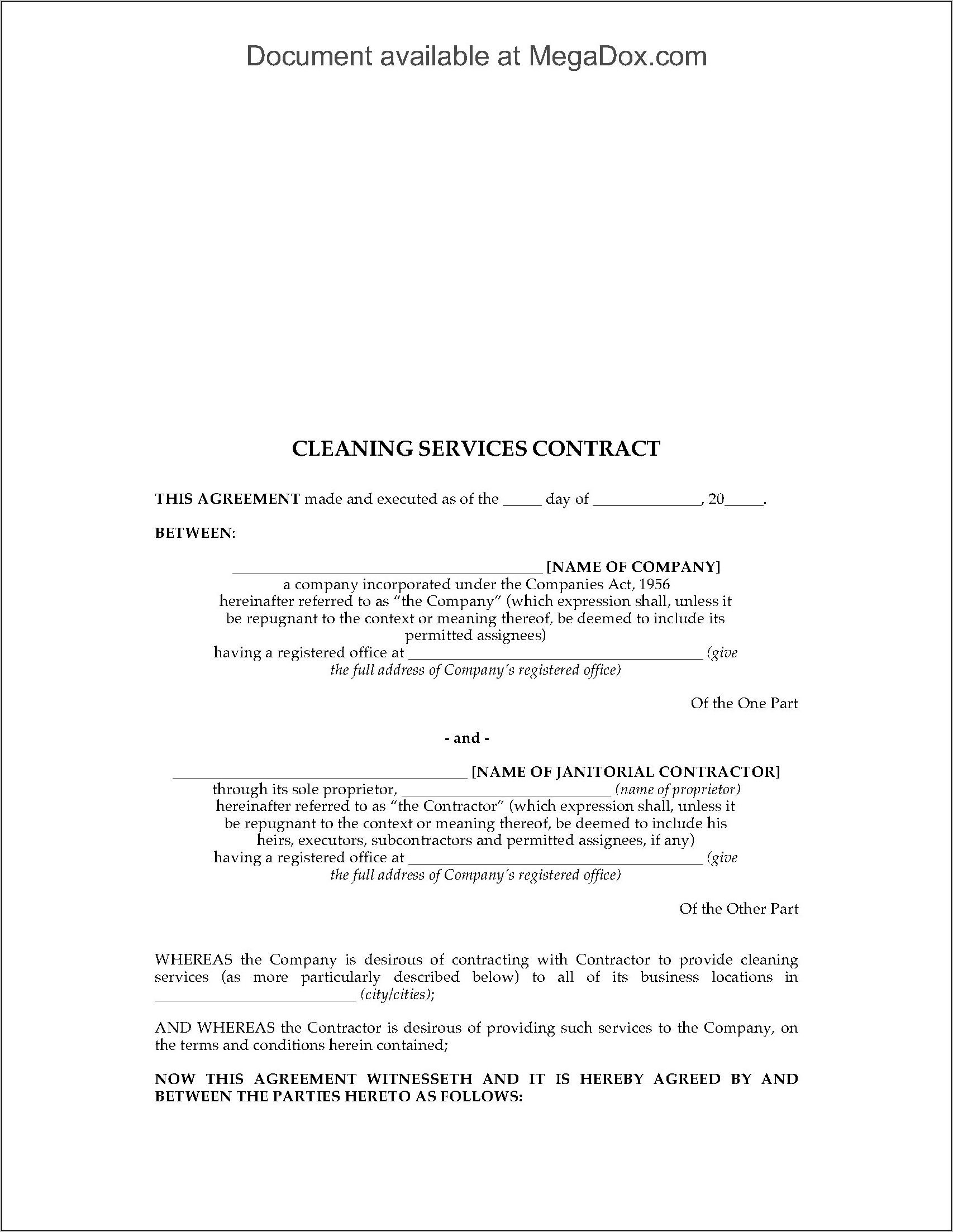 Building Cleaning Contract Templates