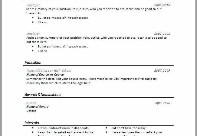 Bullet Point Cv Template