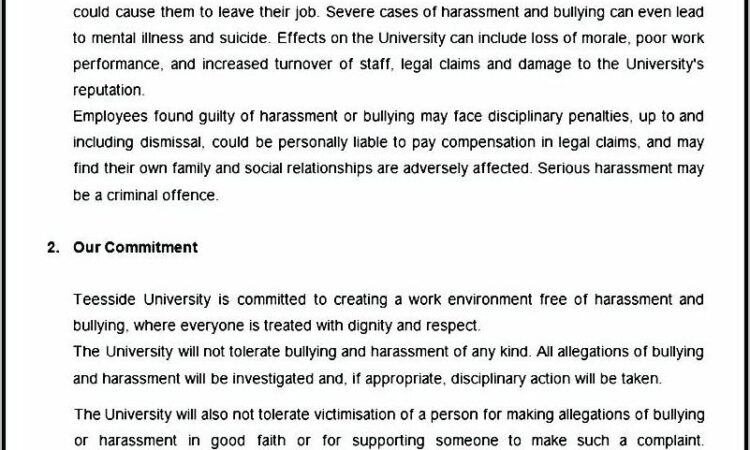 Bullying And Harassment Policy Template Uk