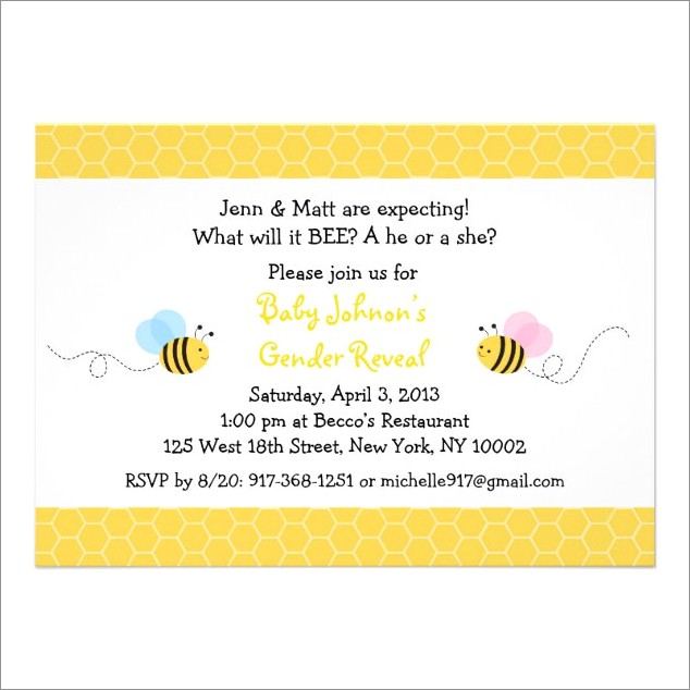 Bumble Bee Gender Reveal Invitations