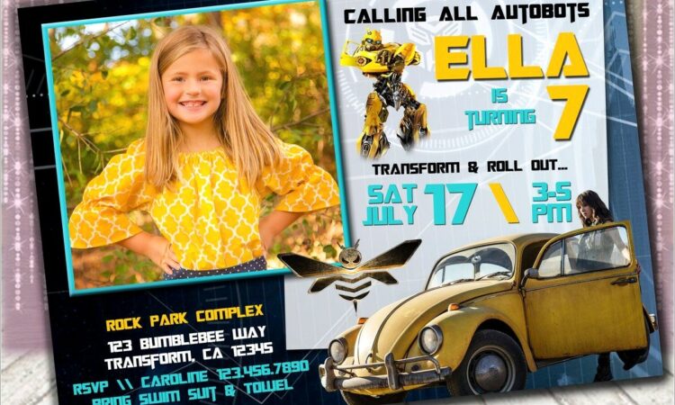 Bumblebee Transformer Birthday Invitations