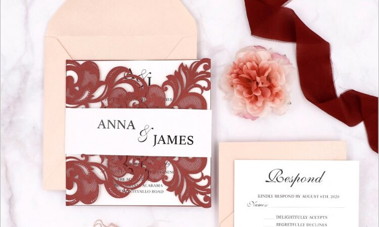 Burgundy And Blush Wedding Invitations