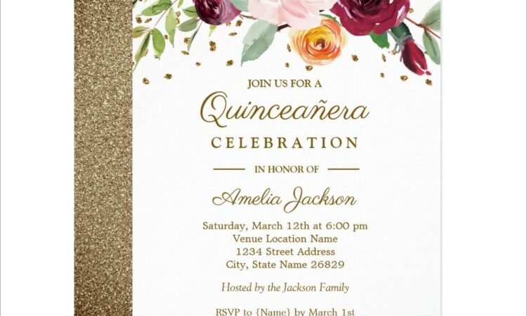 Burgundy And Gold Birthday Invitations