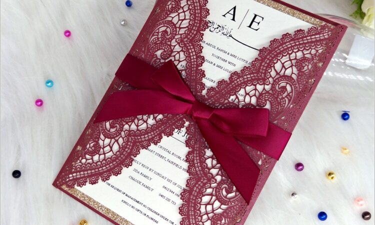 Burgundy And Rose Gold Invitations