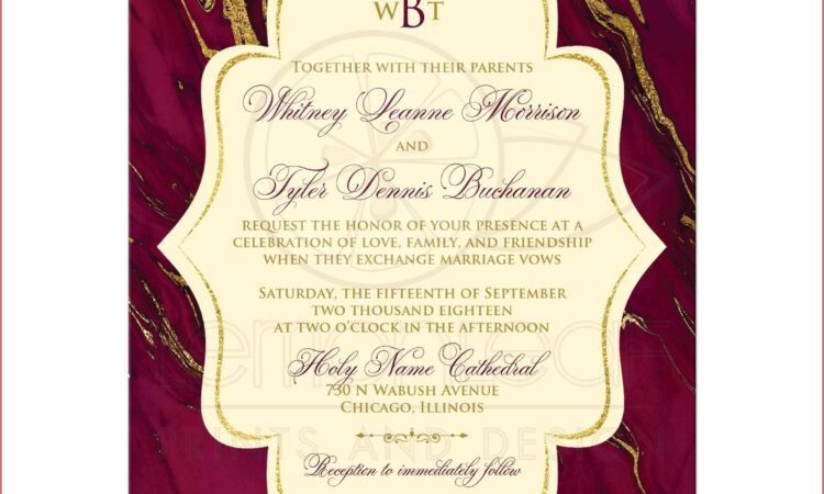 Burgundy And Rose Gold Wedding Invitations