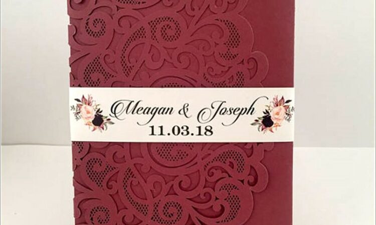 Burgundy Laser Cut Invitation Pockets