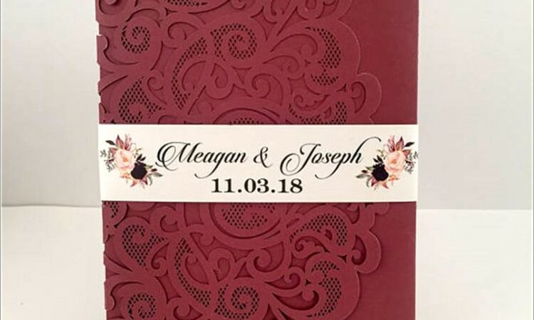 Burgundy Laser Cut Wedding Invitations