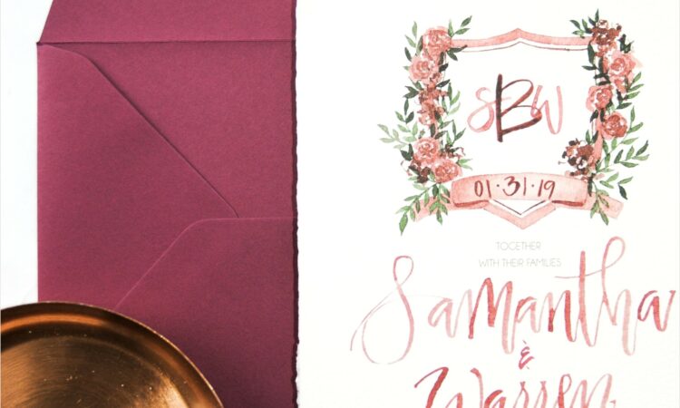 Burgundy Watercolor Wedding Invitations