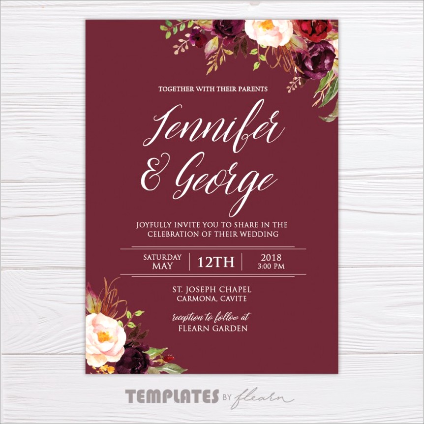 Burgundy Wedding Invitation Templates