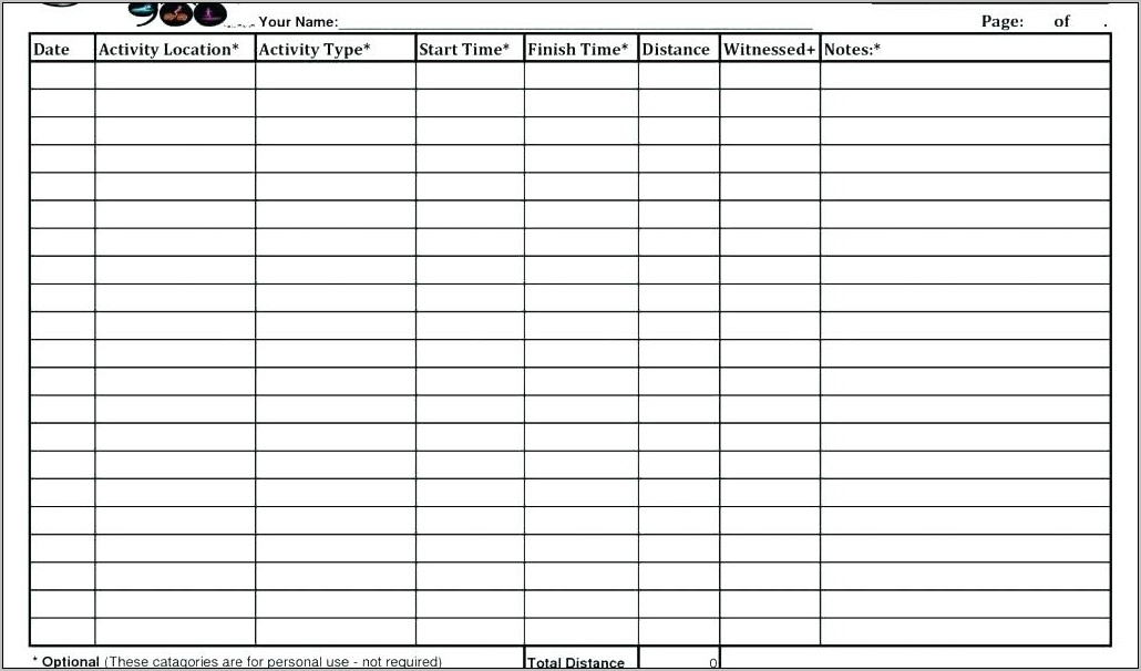 Business And Personal Mileage Log Template