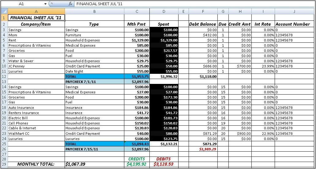 Business Budget Spreadsheet Template Free