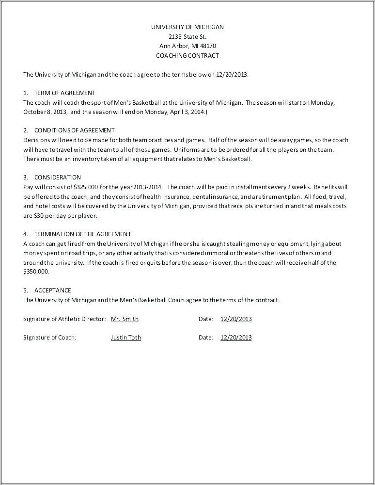 Business Coaching Contract Template