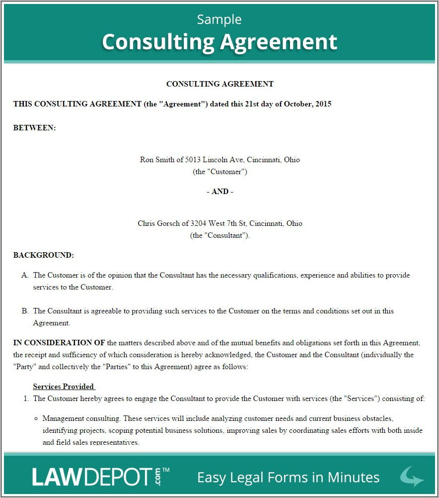 Business Consulting Agreement Sample