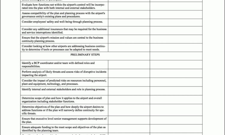 Business Continuity Plan Checklist Template