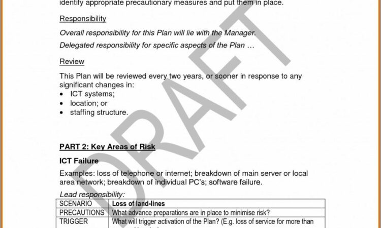 Business Continuity Plan Sample Uk