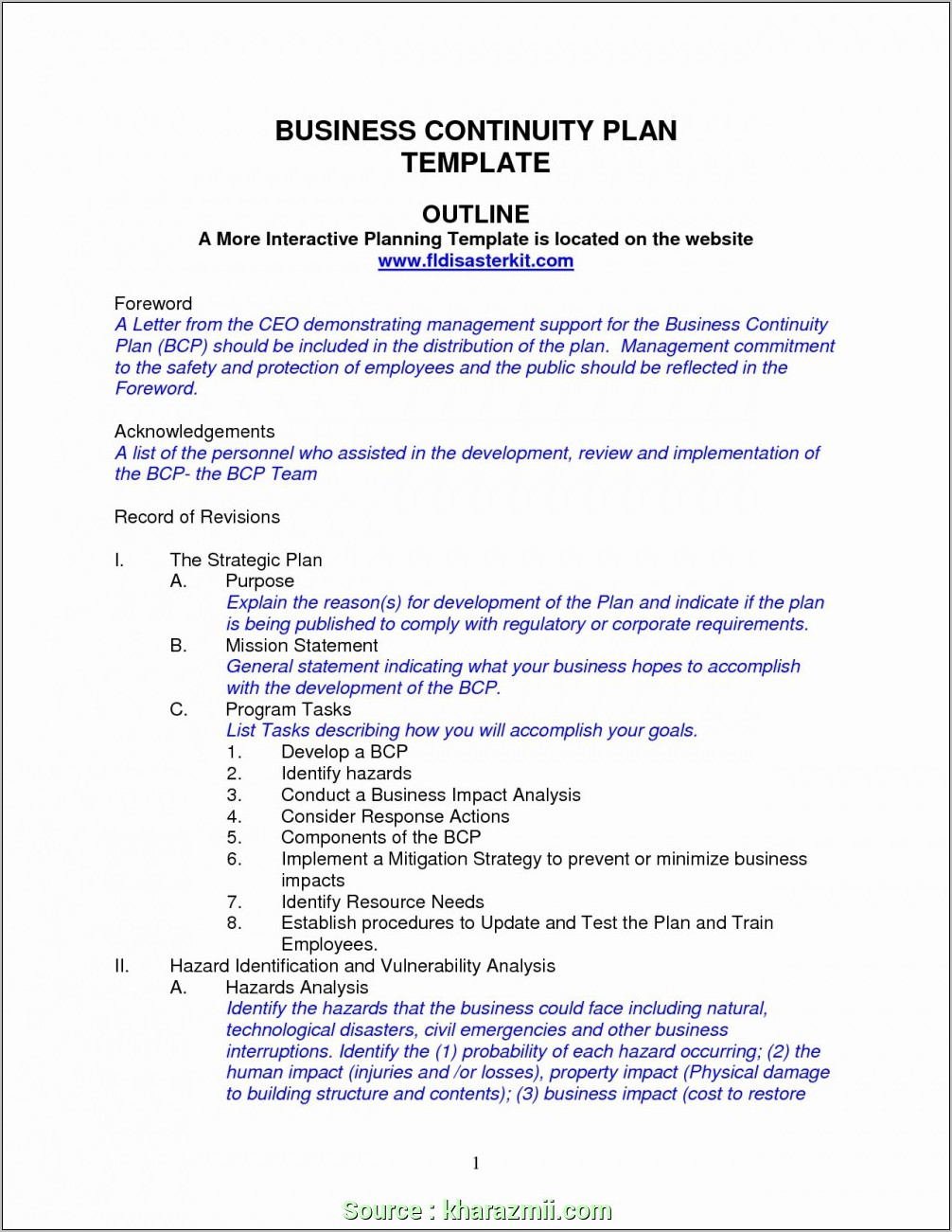 Business Continuity Plan Template For Banks