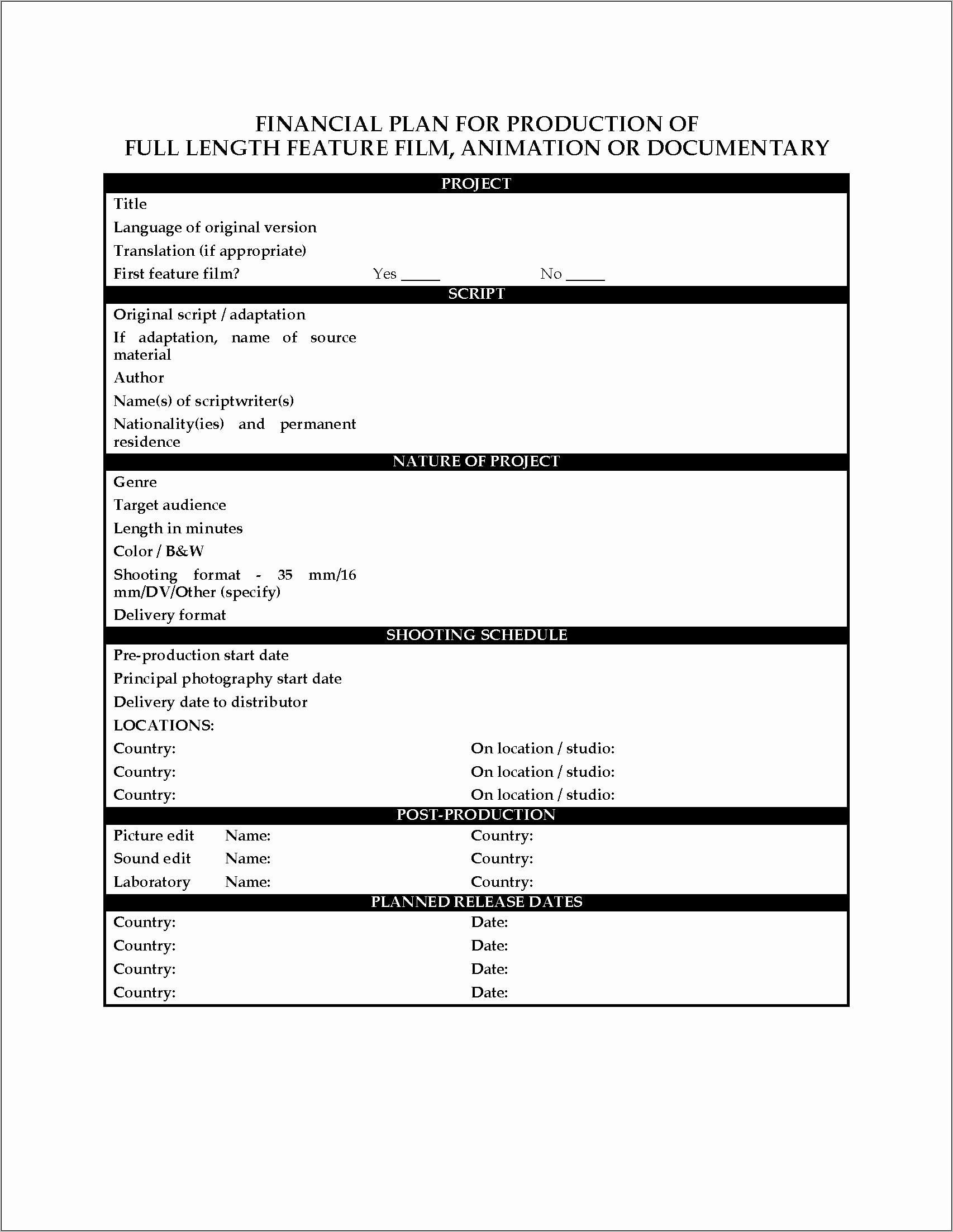 Business Financial Plan Example Pdf