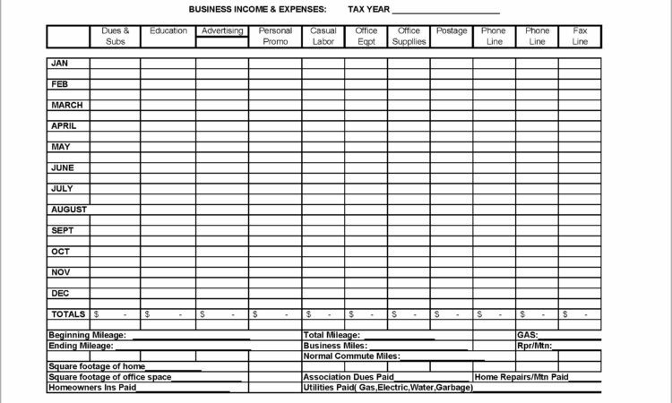 Business Income And Expense Report Template