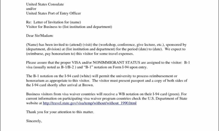 Business Invitation Letter Sample For Visa Application