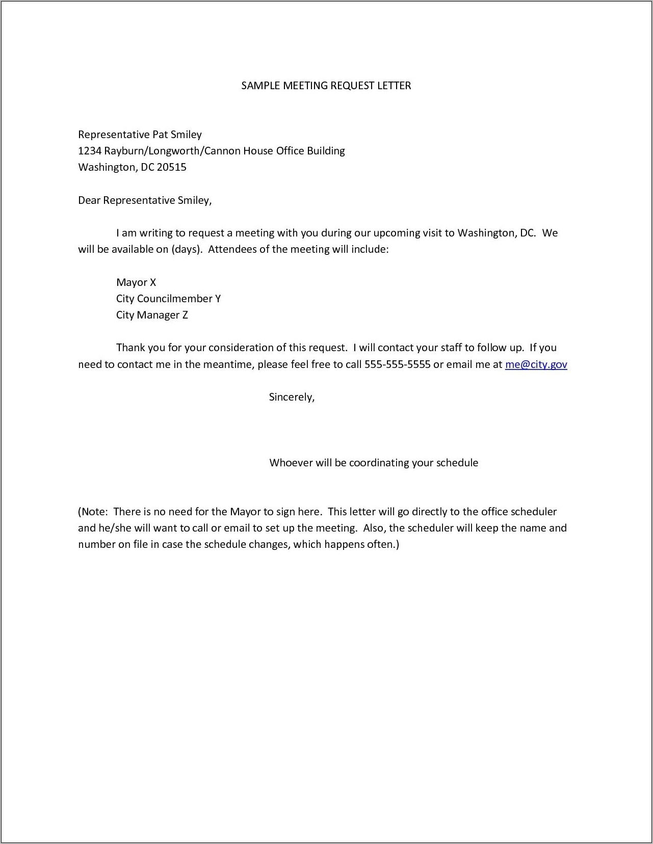 Business Letter Meeting Invitation Sample