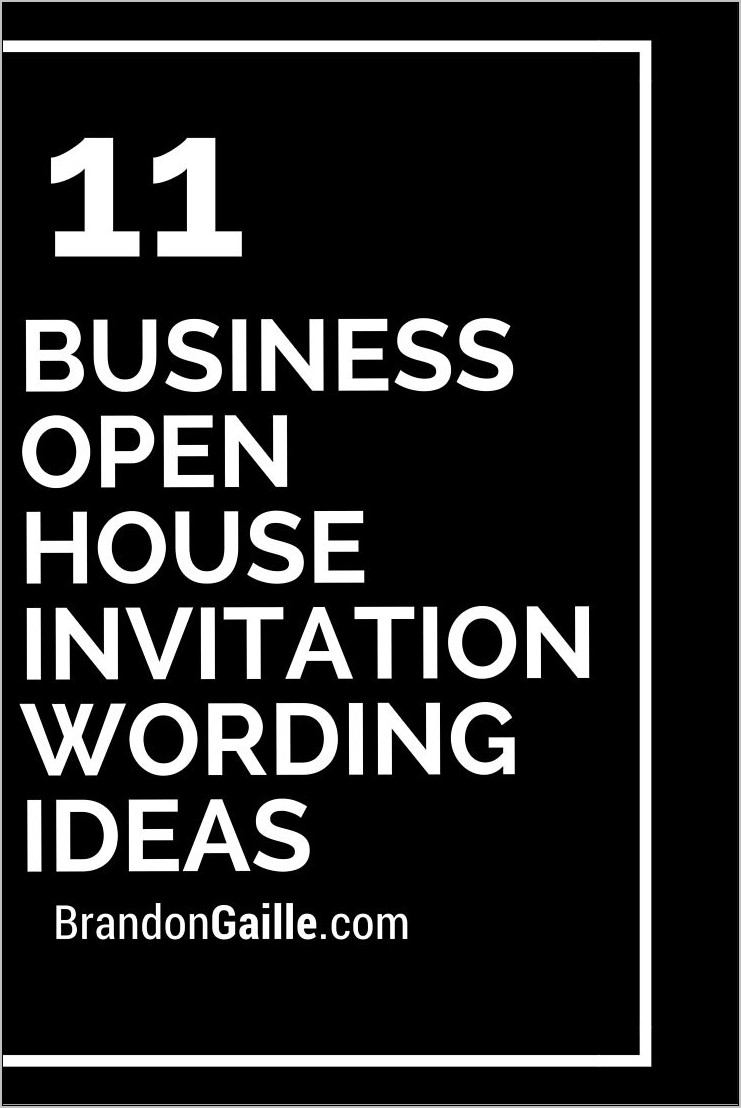 Business Open House Invitation Wording Ideas