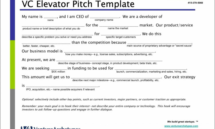 Business Plan Elevator Pitch Example