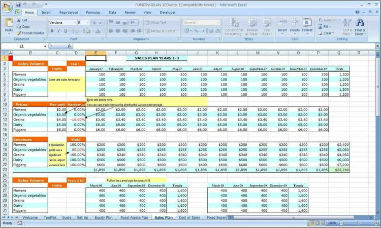 Business Plan Financial Projections Template