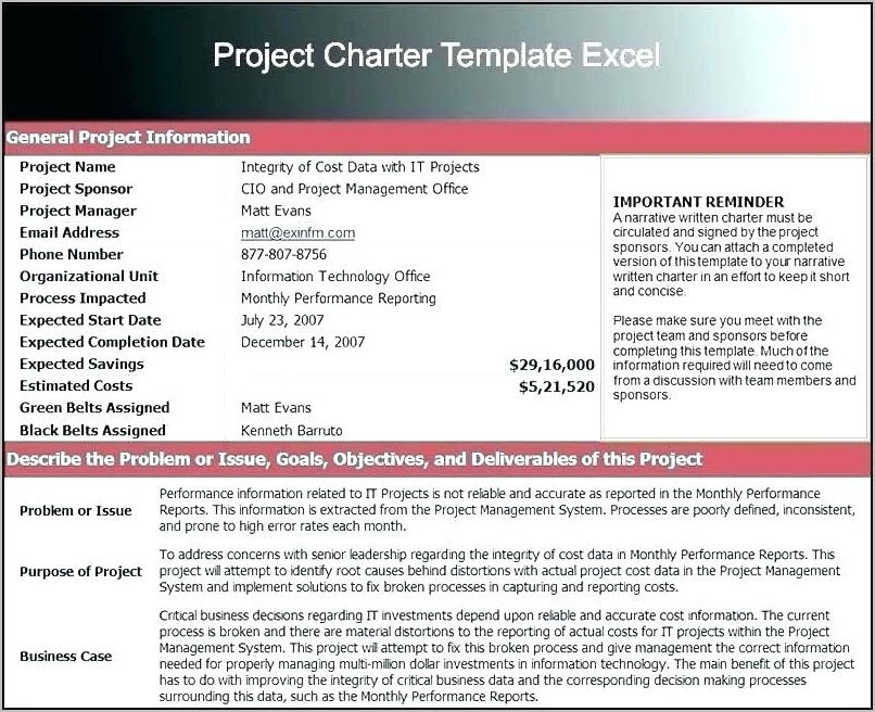 Business Project Charter Example