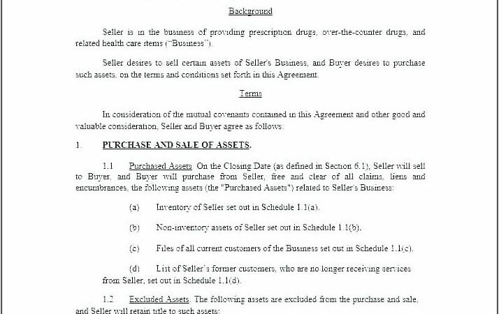 Business Sale Agreement Template Free Download Uk