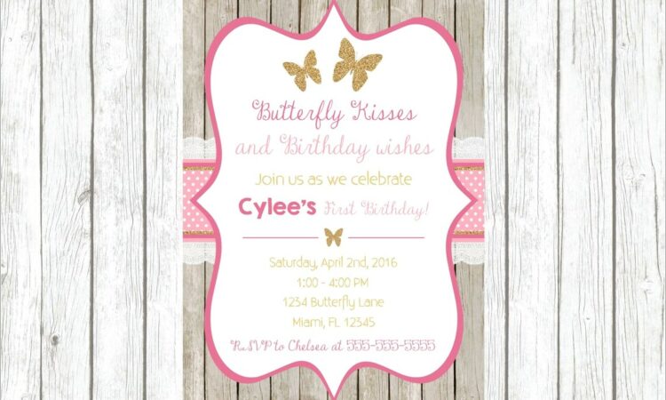 Butterfly First Birthday Invitations