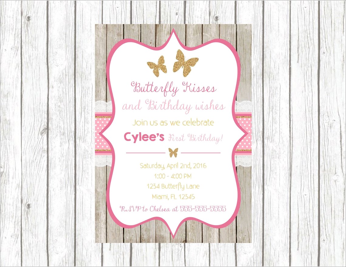 Butterfly First Birthday Invitations