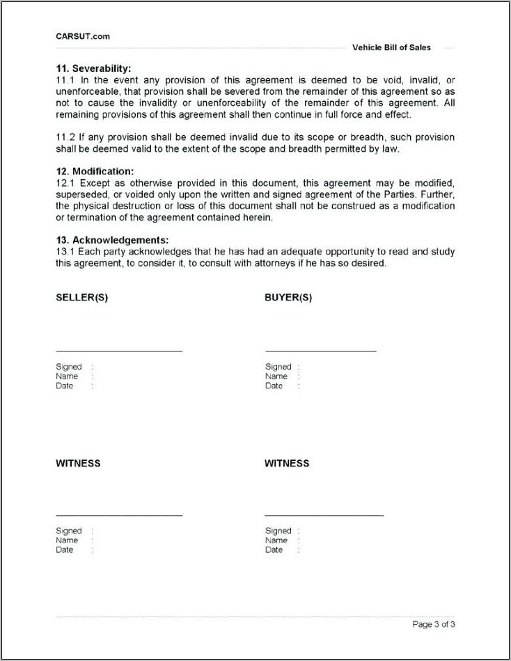 Buyer Seller Agreement Form Motorcycle