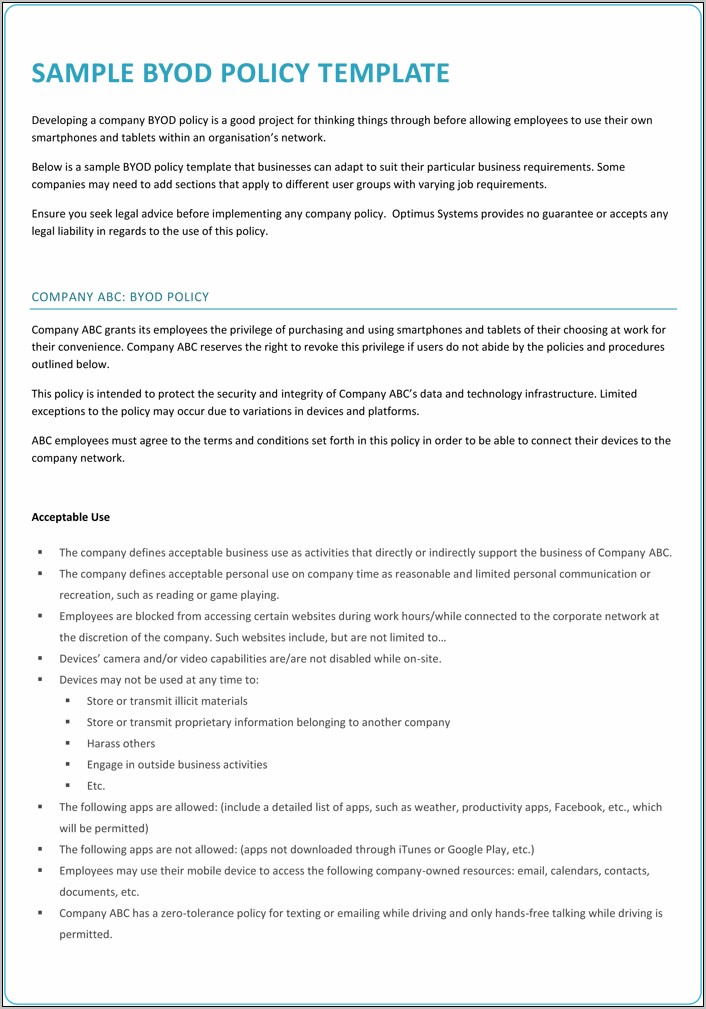 Byod Policy Template For Schools