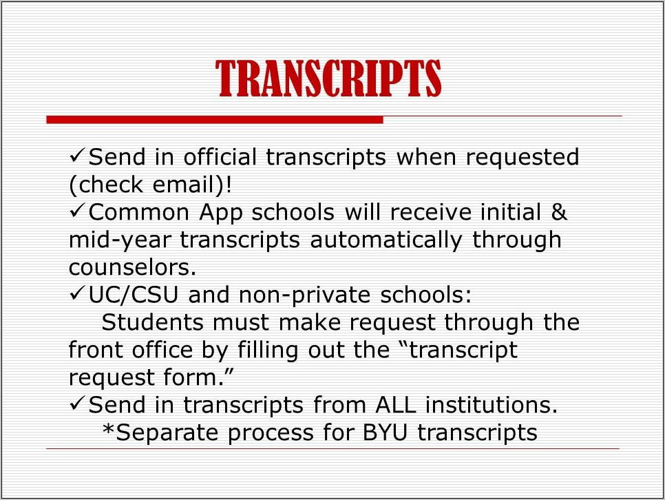 Byu High School Transcript Request Form
