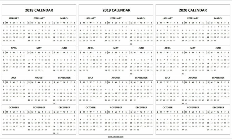 Calendar At A Glance Template