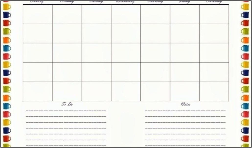 Calendar Month At A Glance Template