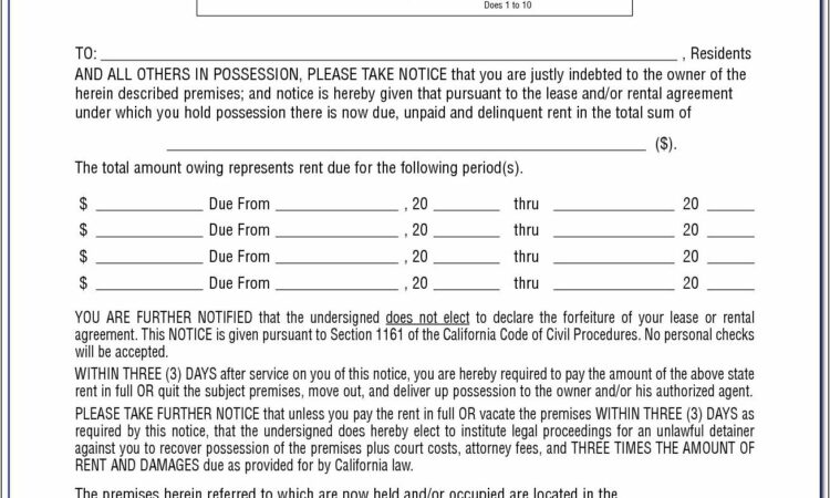 California 3 Day Eviction Notice Form