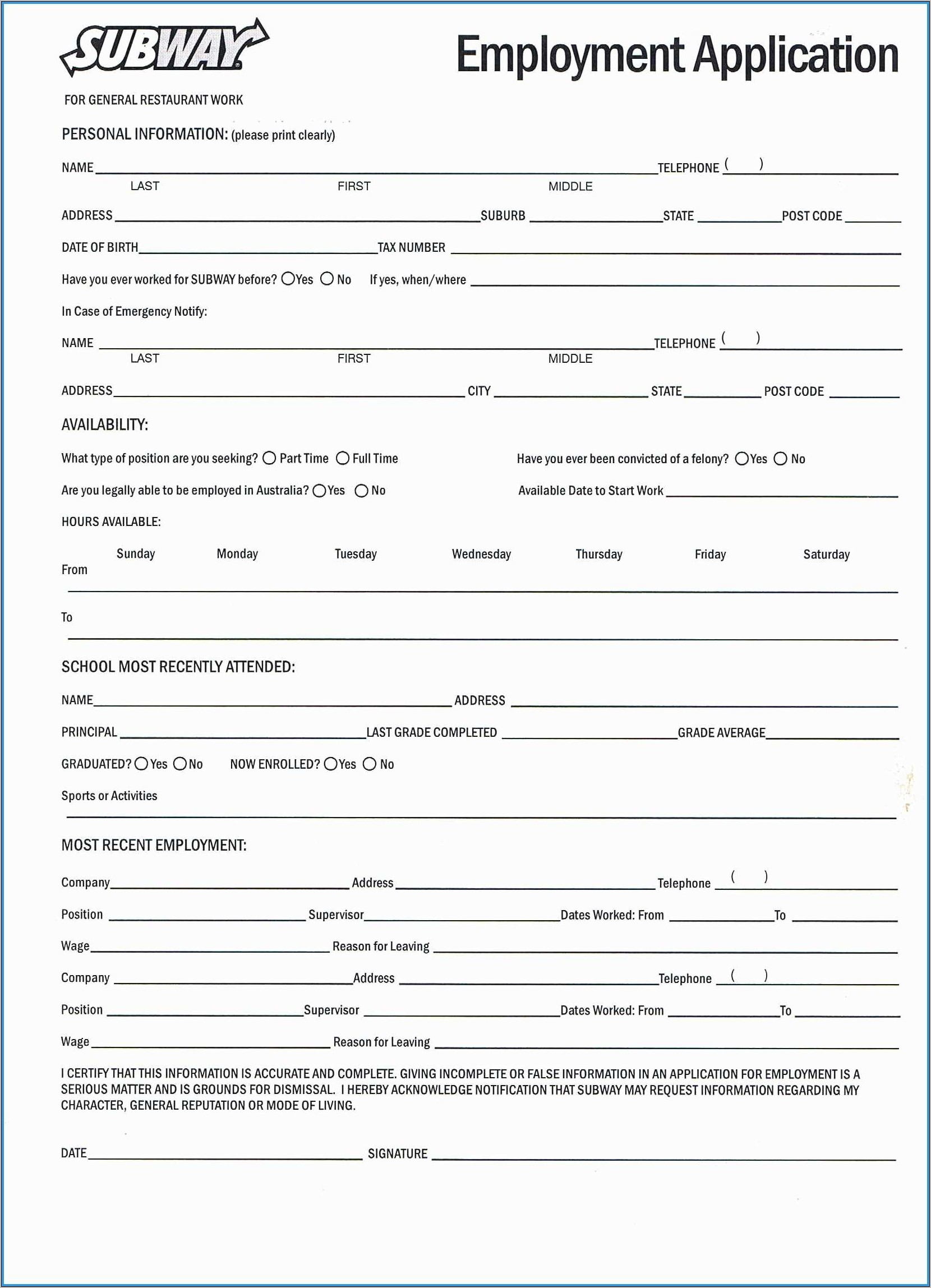 California Employment Application Forms