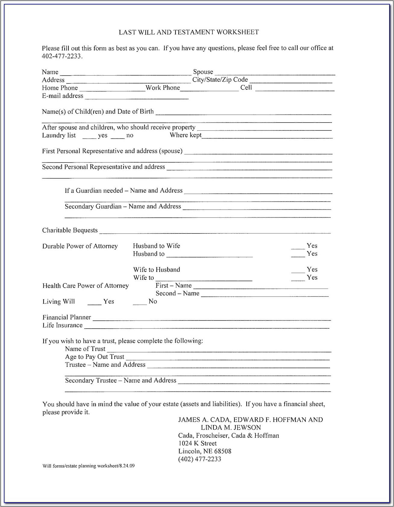 California Last Will And Testament Forms