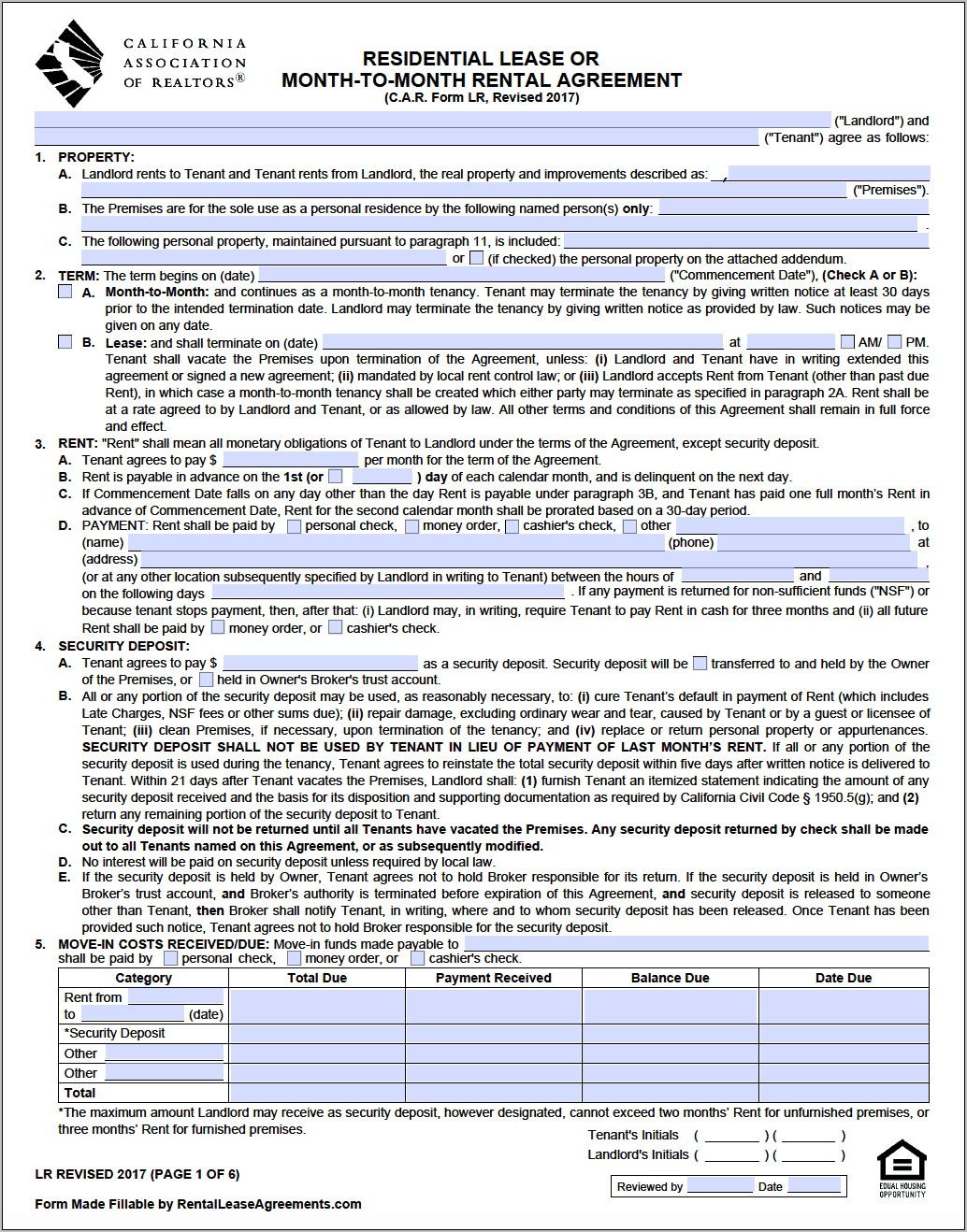 California Lease Agreement Form 21