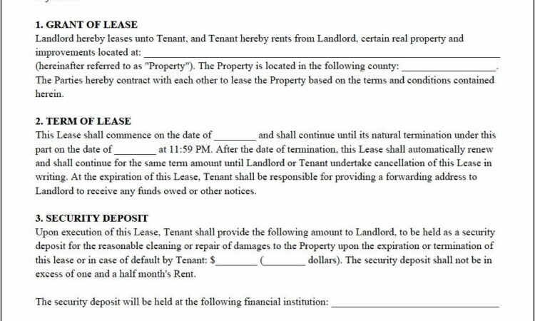 California Lease Agreement Form Residential