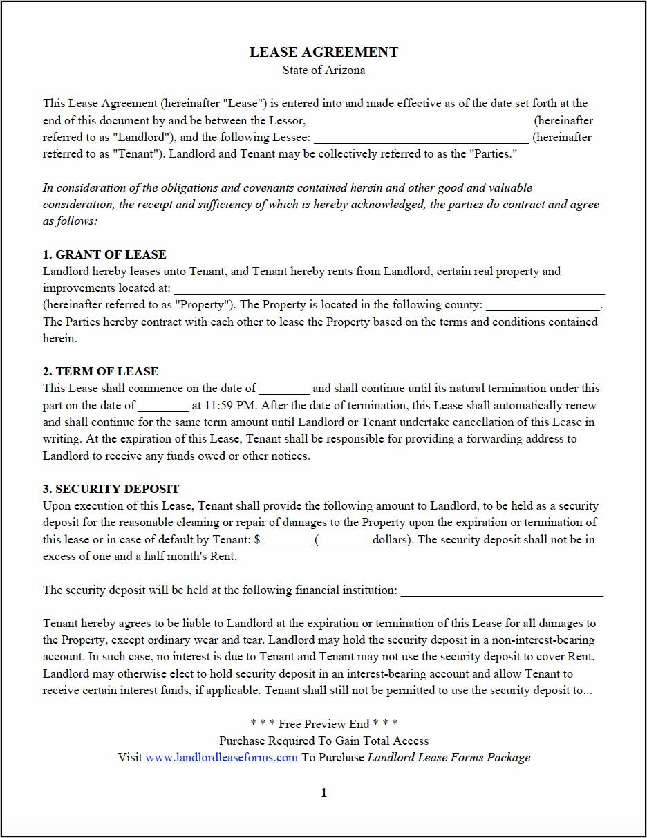 California Lease Agreement Form Residential