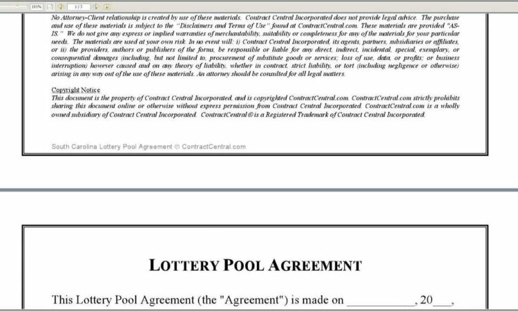 California Lottery Pool Agreement Form