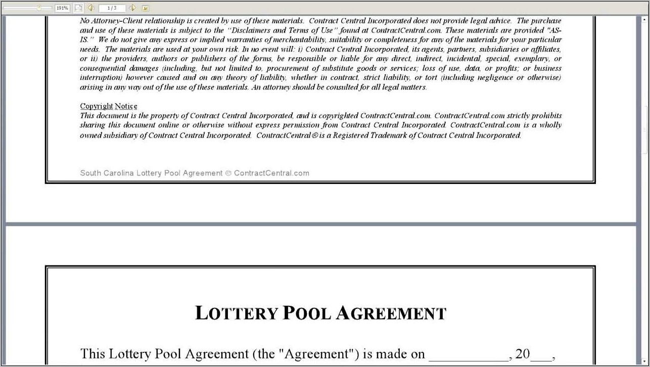 California Lottery Pool Agreement Form
