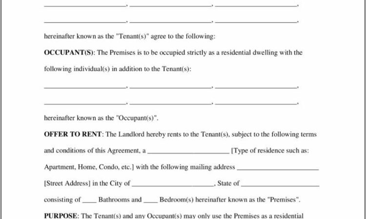 California Residential Lease Agreement Form Pdf