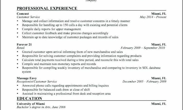 Call Center Resume Format In Word