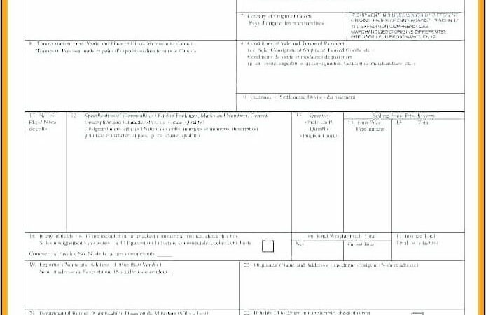 Canada Customs Invoice Fillable Pdf