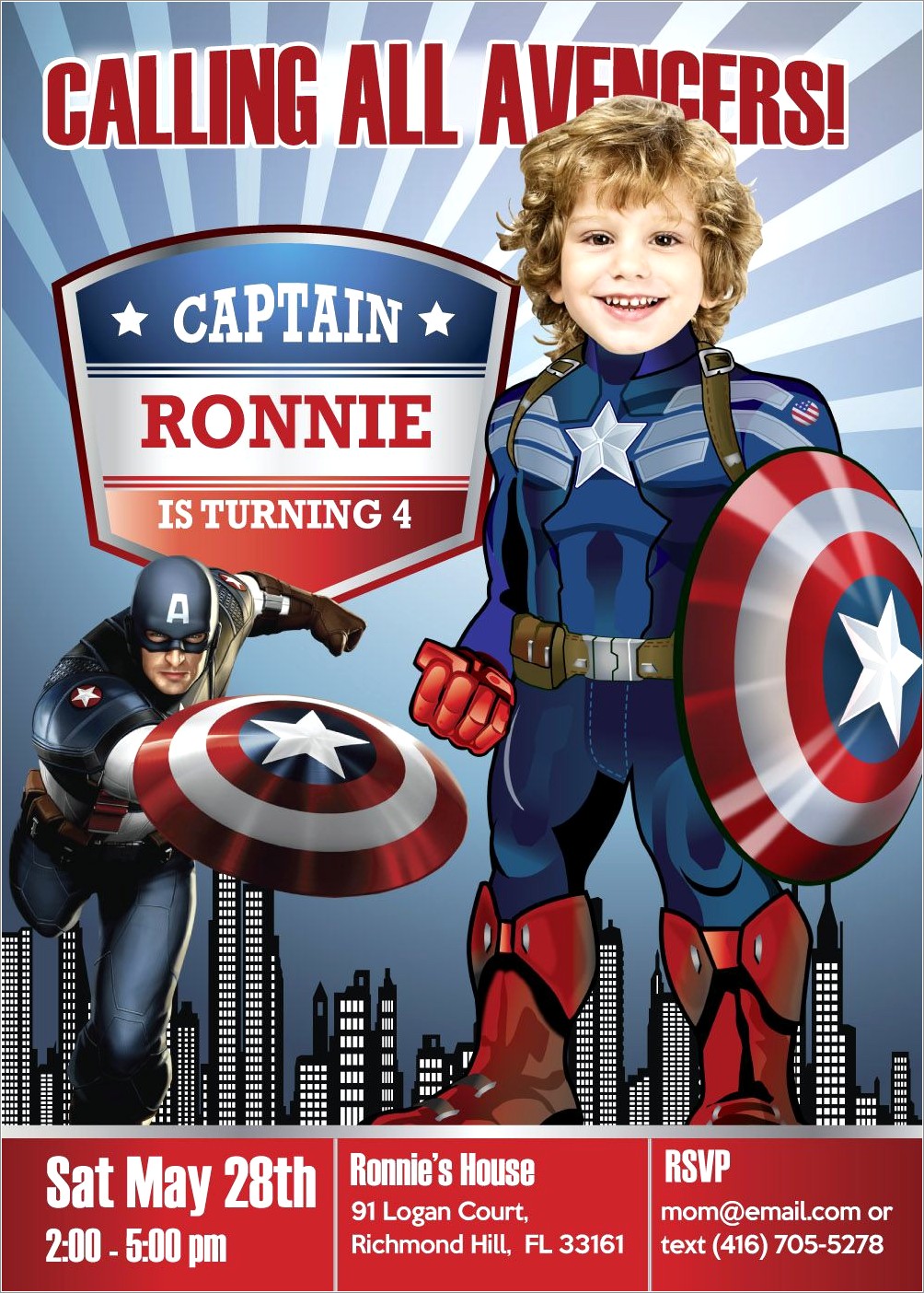 Captain America Birthday Invitation