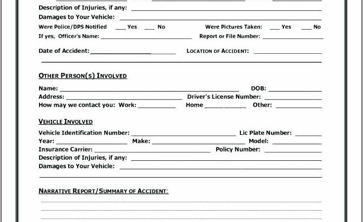 Car Accident Forms Templates