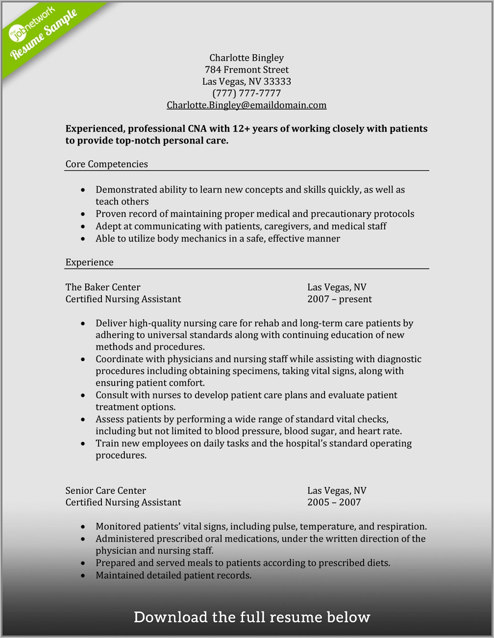 Caregiver Resume Samples Free